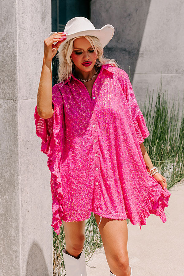 sparkly pink shirt dress Women's Sequin Party Dress Casual Loose Sparkly Round Neck Short Sleeve Open Back Tie-Up Mini T-Shirt Dress