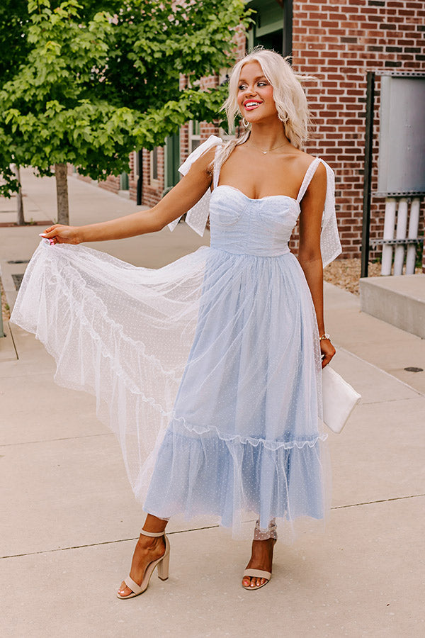 Twirls Around The Room Tulle Midi in Sky Blue   