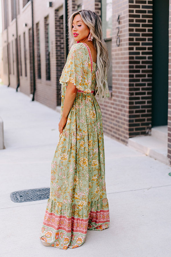 Under The Willow Tree Floral Maxi In Sage