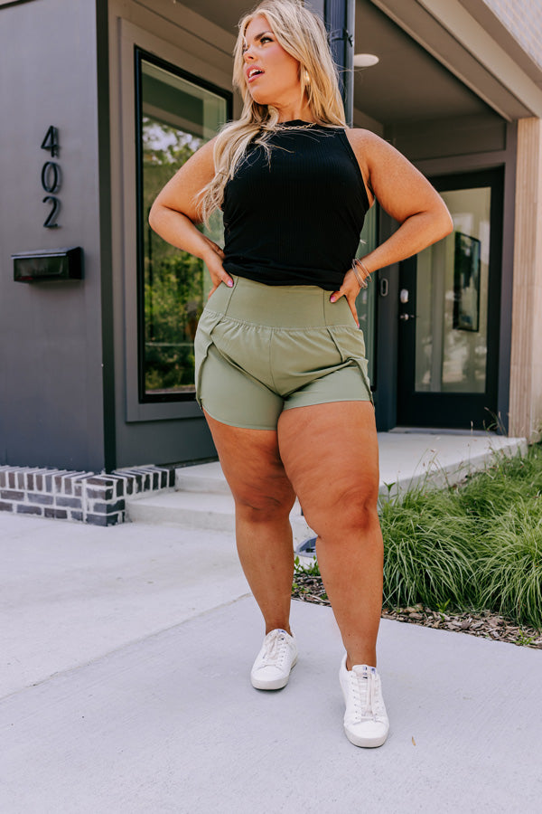Strive For Greatness High Waist Shorts In Olive • Impressions