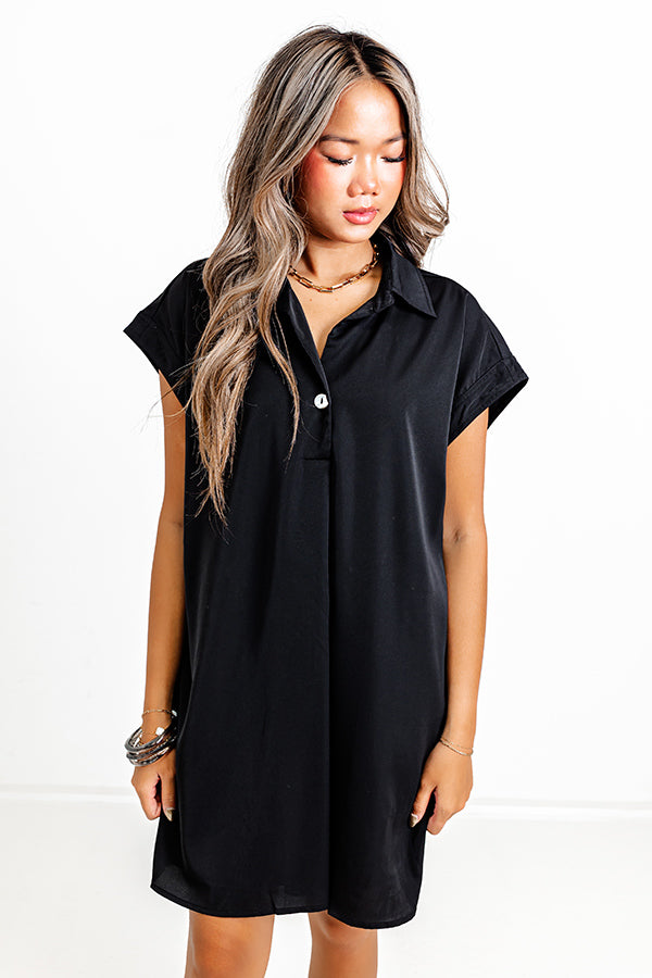 Effortless Radiance Shift Dress in Black