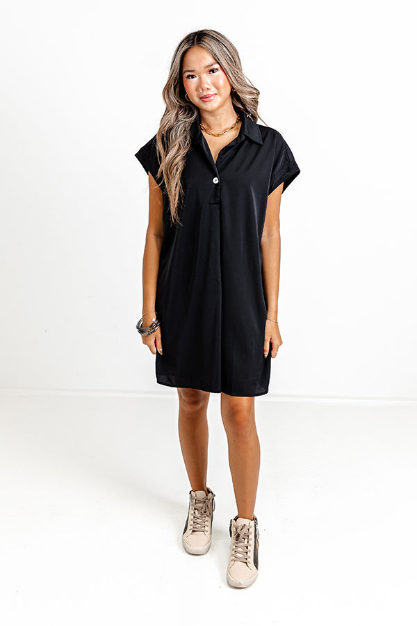 Effortless Radiance Shift Dress in Black