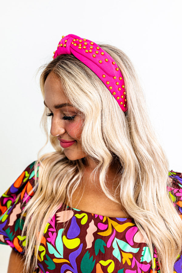 Pretty Presence Embellished Headband In Fuchsia