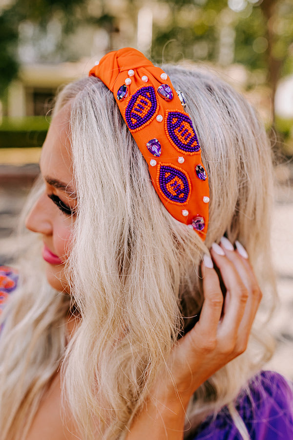 Team Spirit Embellished Headband In Orange