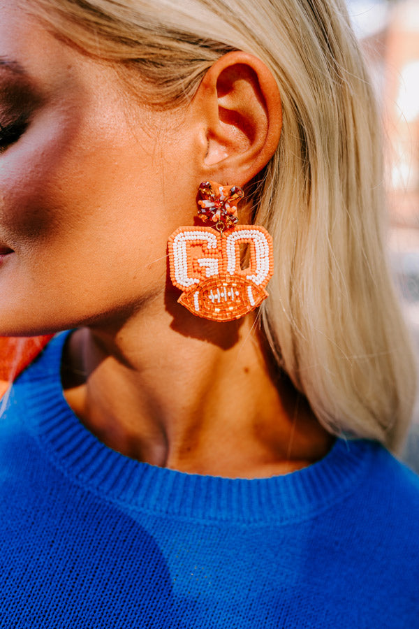 Go Team Beaded Earrings In Orange