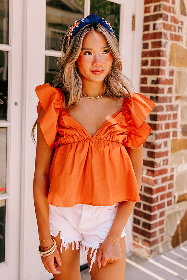 Stay Here Awhile Peplum Top In Rust