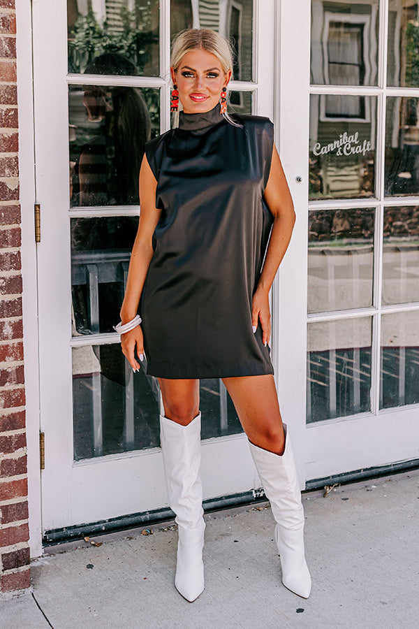 Sweet Charisma Satin Mini Dress in Black