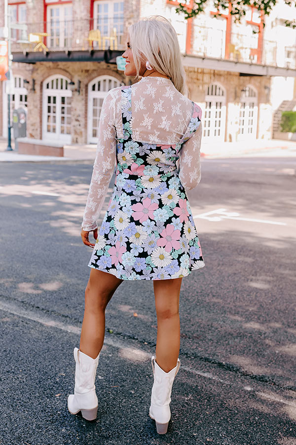 Hours Of Flowers Denim Mini Dress Hours Of Flowers Denim Mini Dress