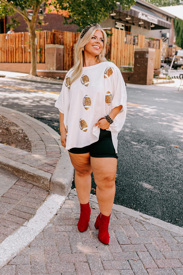 Football Season Sequin Oversized Tee in Ivory Curves • Impressions Online  Boutique