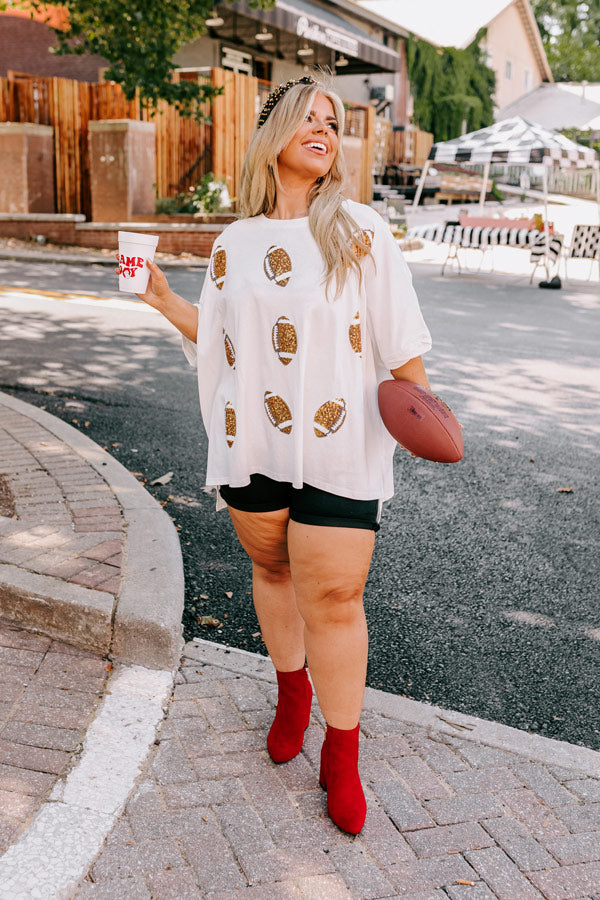 Football Season Sequin Oversized Tee in Ivory Curves • Impressions