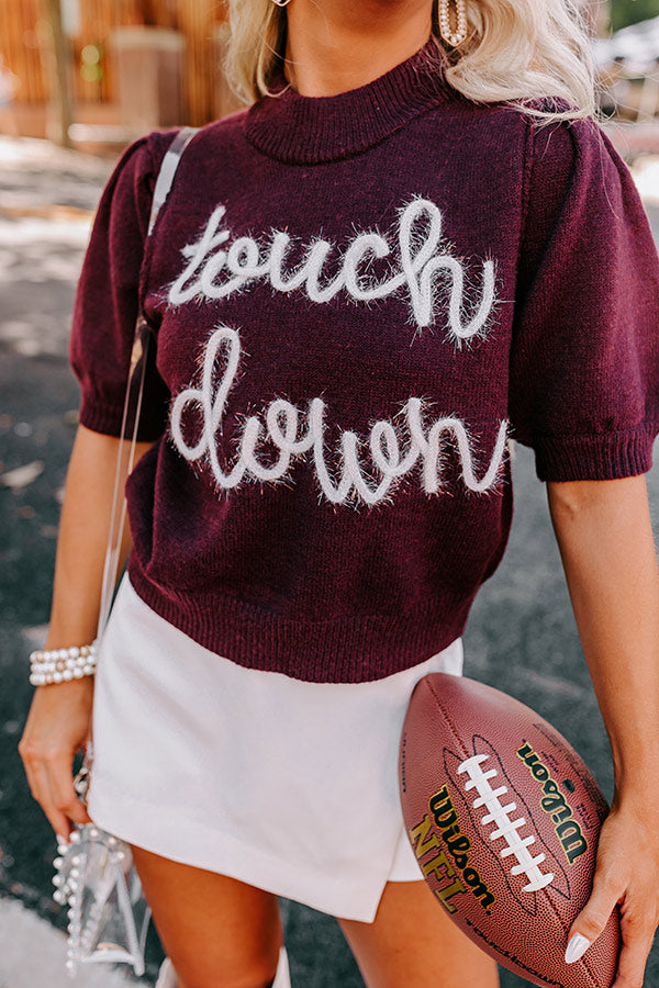 Impressions Touchdown Knit Sweater Top in Maroon S / Maroon