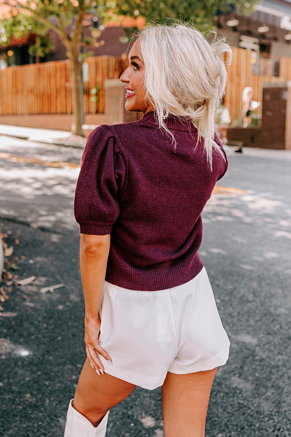 Impressions Touchdown Knit Sweater Top in Maroon Curves 3XL / Maroon