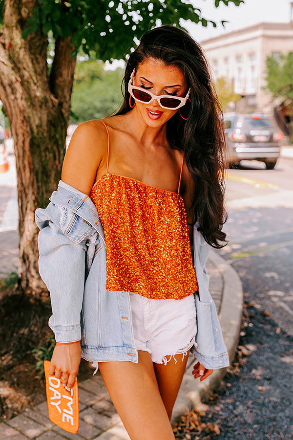 Dream Team Sequin Tank in Orange