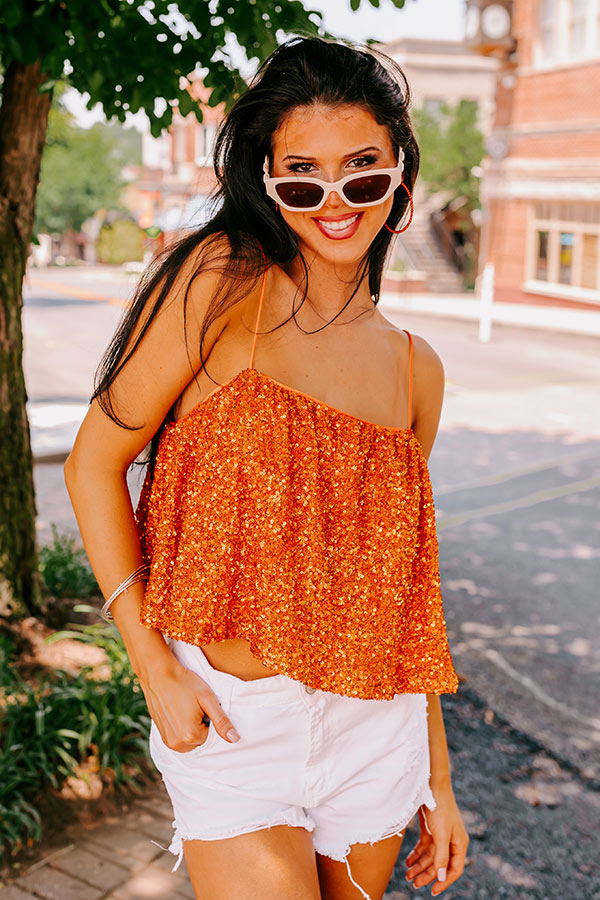 Dream Team Sequin Tank in Orange