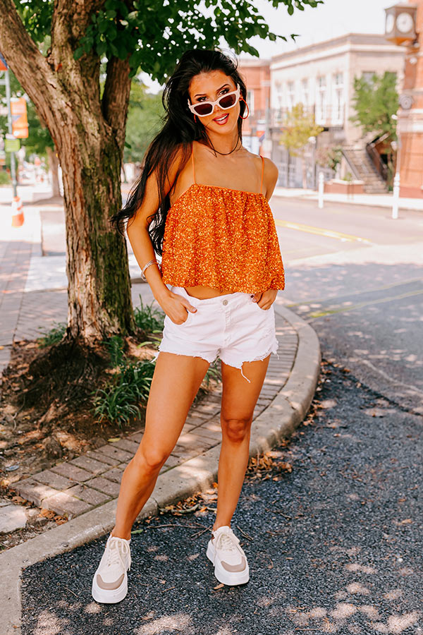 Dream Team Sequin Tank in Orange