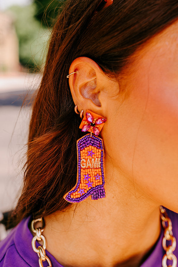 Game Day Down South Earrings In Orange