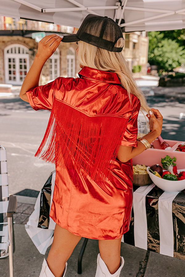 First And Fabulous Metallic Mini Dress in Red First And Fabulous Metallic Mini Dress in Red