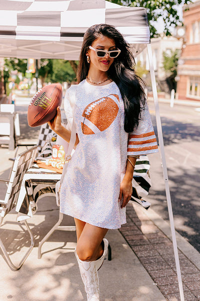 Life Of The Tailgate Sequin T-Shirt Dress Curves • Impressions Online  Boutique