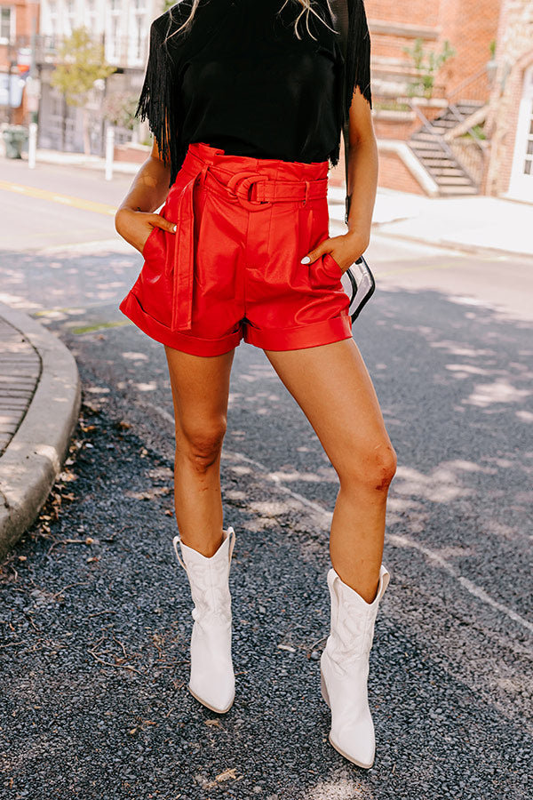 The Ahna High Waist Faux Leather Shorts