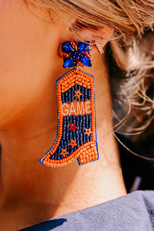Game Day Down South Earrings In Navy