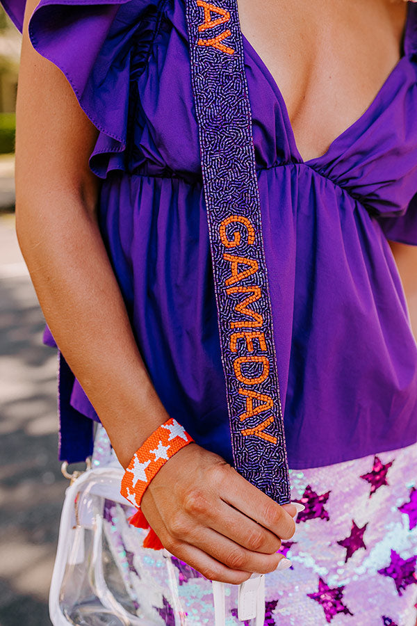 It's Gameday Beaded Bag Strap in Orange/Purple