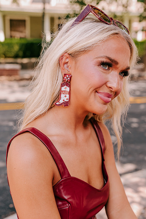 Game Day Down South Earrings In Maroon