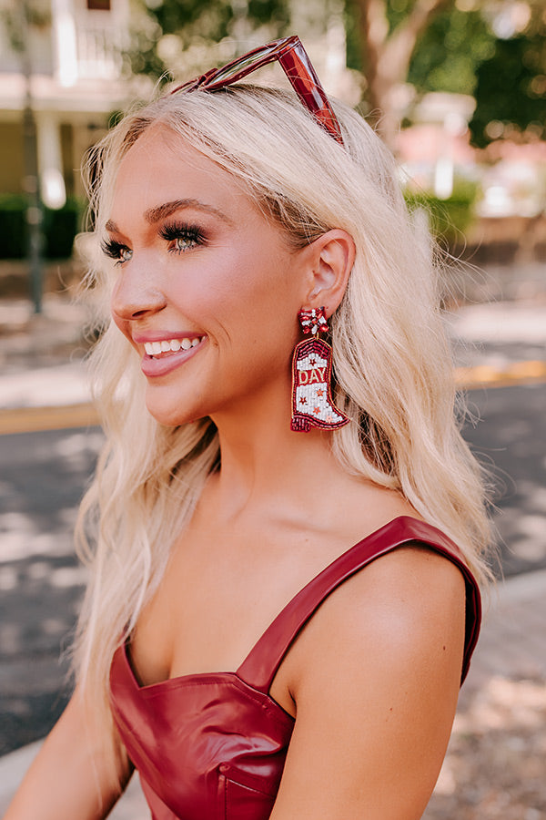 Game Day Down South Earrings In Maroon