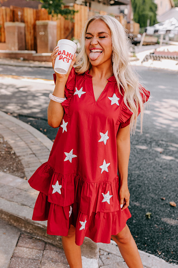 Impressions Under The Stadium Lights Ruffle Mini Dress