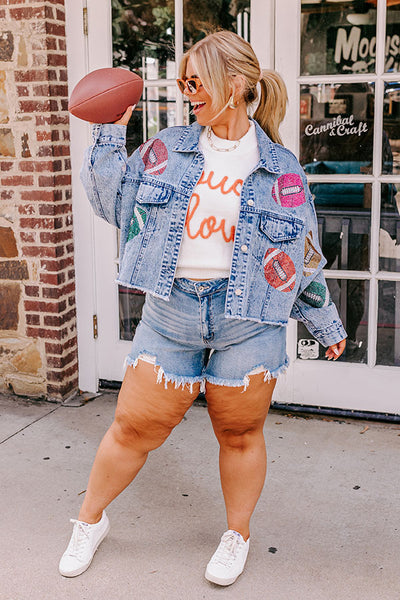 Tailgate Queen Denim Jacket Curves • Impressions Online Boutique