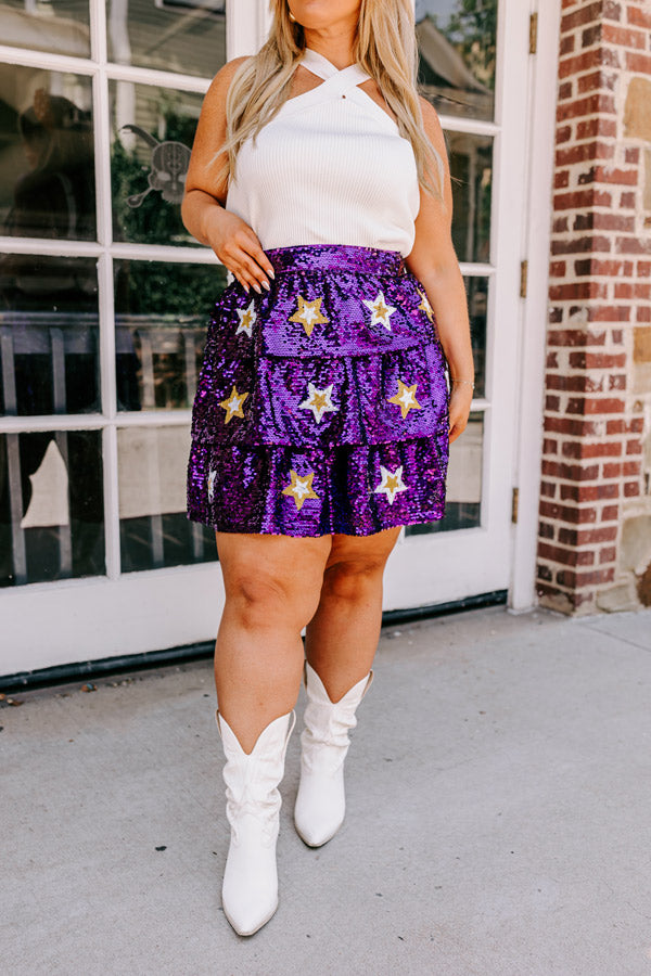 Pre-game Party Sequin Skirt in Purple Curves