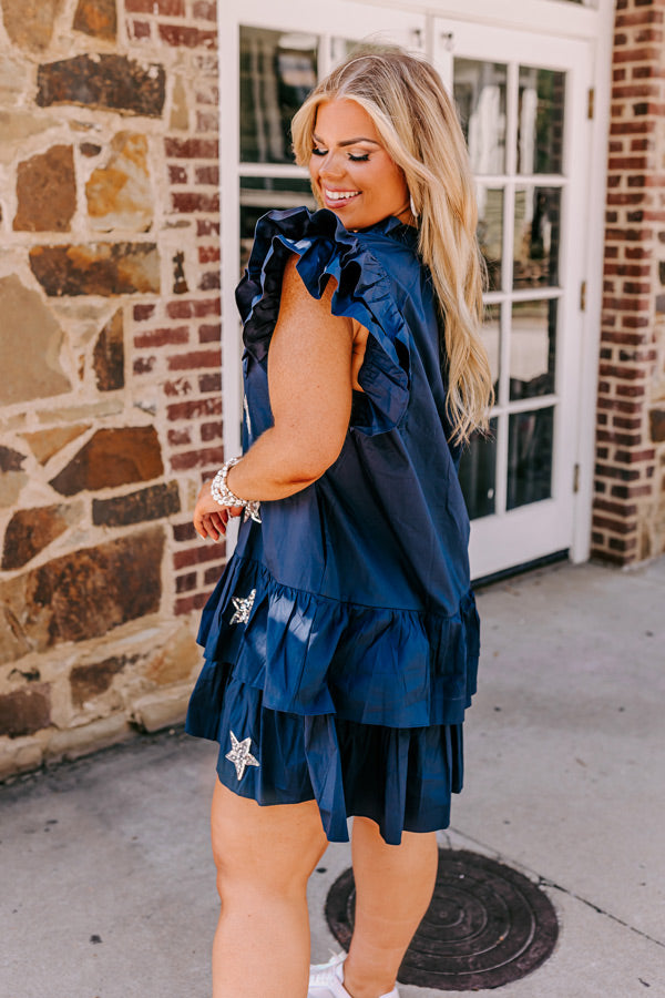 navy blue ruffle mini dress Ruffle Mini Dress in Navy