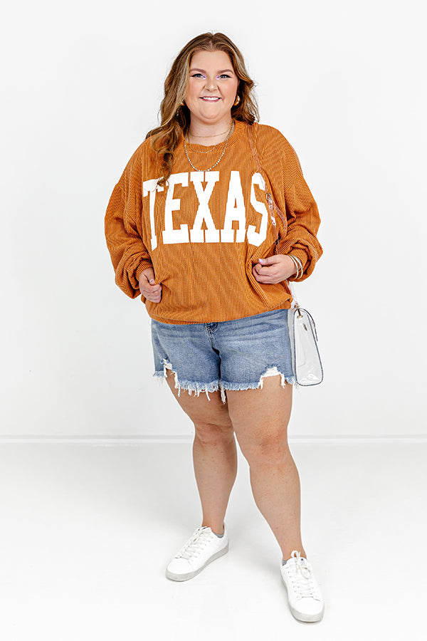 Texas State Pride Sweatshirt in Rust Curves