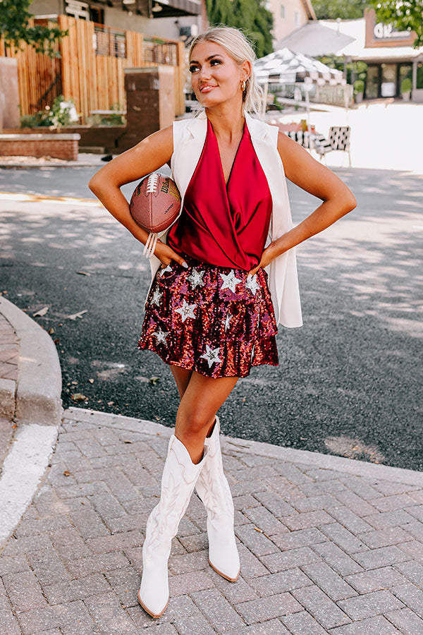 Pre-game Party Sequin Skirt in Maroon