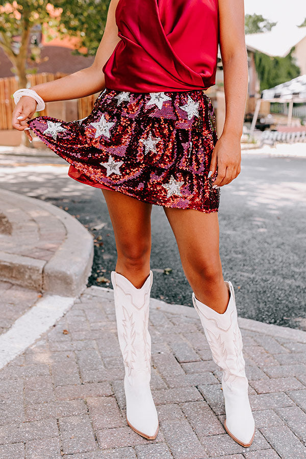 Pre-game Party Sequin Skirt in Maroon