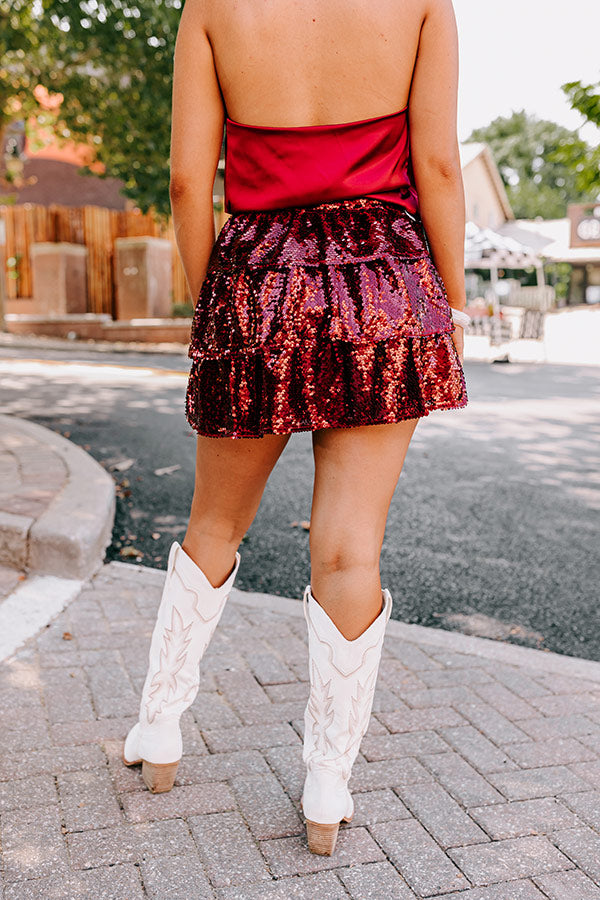 Pre-game Party Sequin Skirt in Maroon