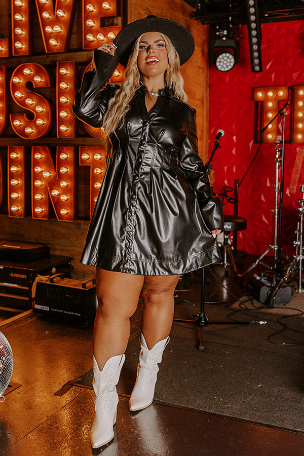 Mostly Amused Faux Leather Dress in Black Curves Mostly Amused Faux Leather Dress in Black Curves