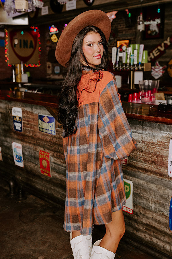 Bring The Cocoa Flannel Dress In Rust Impressions Online Boutique Bring The Cocoa Flannel Dress In Rust Impressions Online Boutique