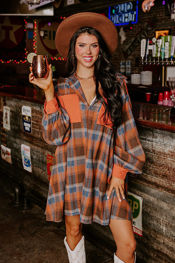 rust shirt dress Burnt Rust Knee Length Shirt Dress with Pockets | Rust Ember | Hand-Dyed