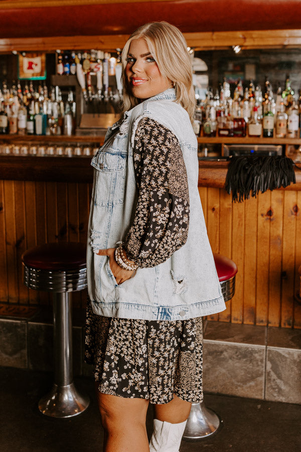 Risen The Addison Distressed Denim Vest Curves