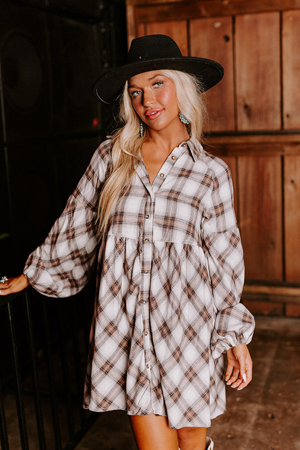 plaid print long sleeve dress Sweet Beyond Plaid Sherril Long Sleeve Maxi Dress