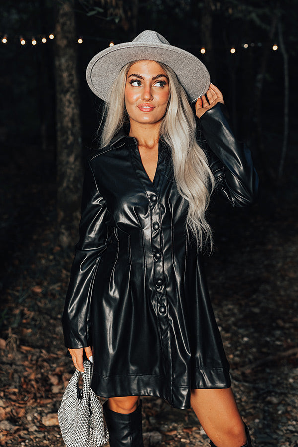 Mostly Amused Faux Leather Dress in Black