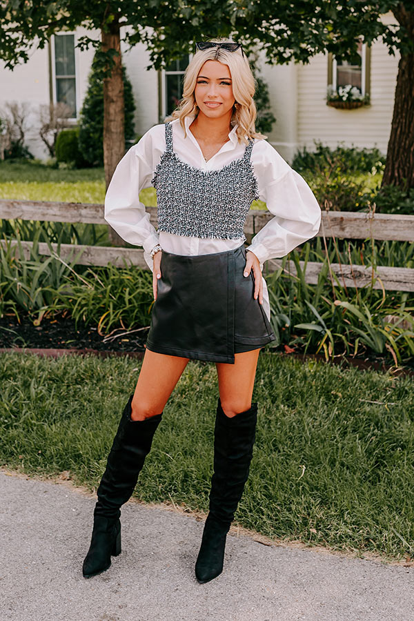 Cocktail Club Faux Leather Skort in Black