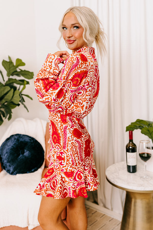 red paisley mini dress Exquisite Bohemian Paisley Print Off-Shoulder Mini Dress Likemychoice