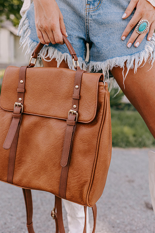 Punctual And Perfect Faux Leather Backpack In Brown
