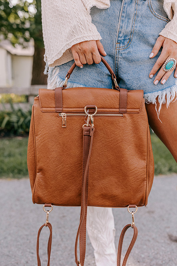 brown genuine leather backpack purse Punctual And Perfect Faux Leather Backpack In Brown