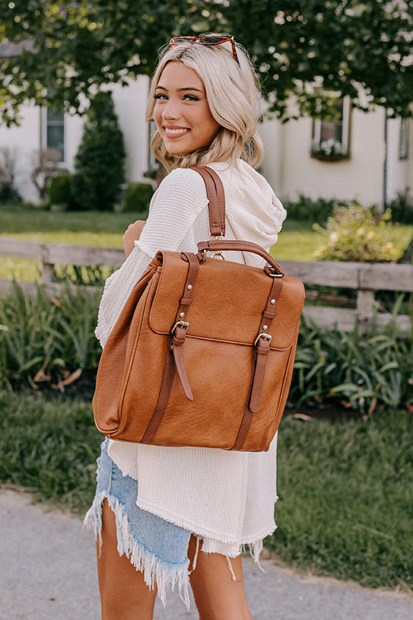 brown foax leather backpack Punctual And Perfect Faux Leather Backpack In Brown