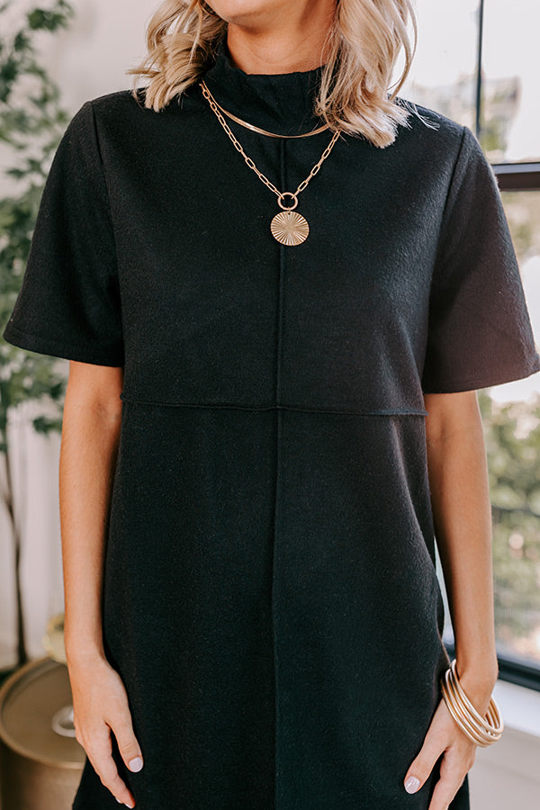 On The Scene Mini Sweater Dress In Black