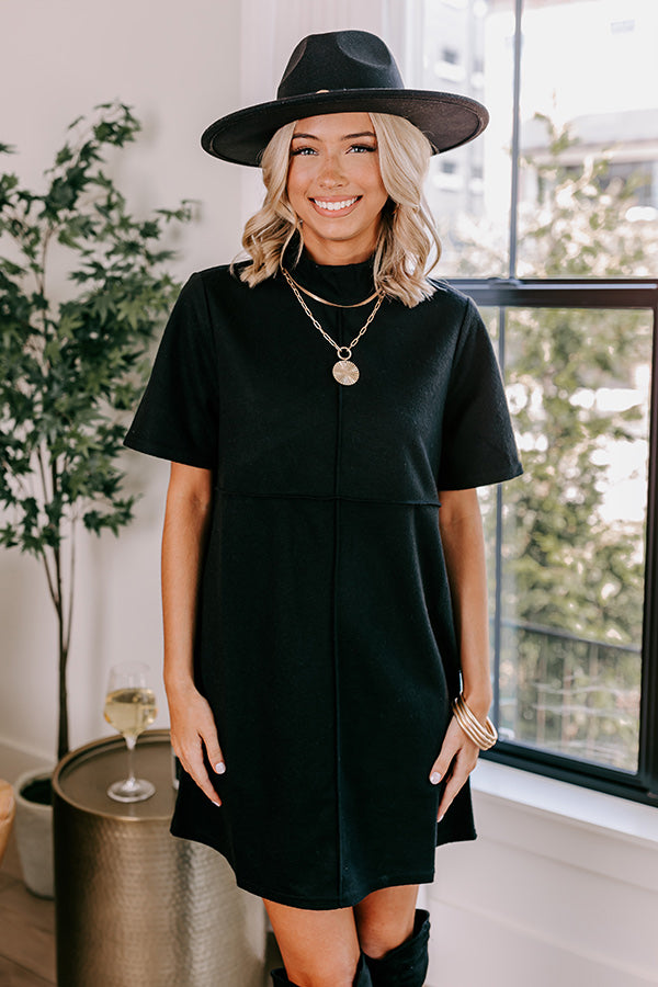 On The Scene Mini Sweater Dress In Black On The Scene Mini Sweater Dress In Black