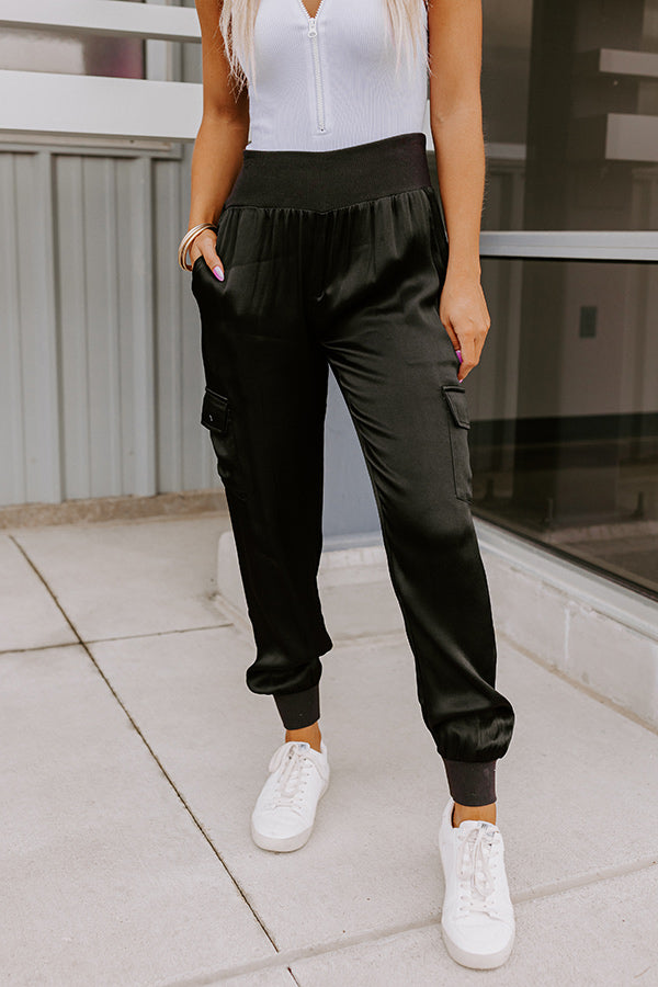 Miles To Go High Waist Satin Joggers