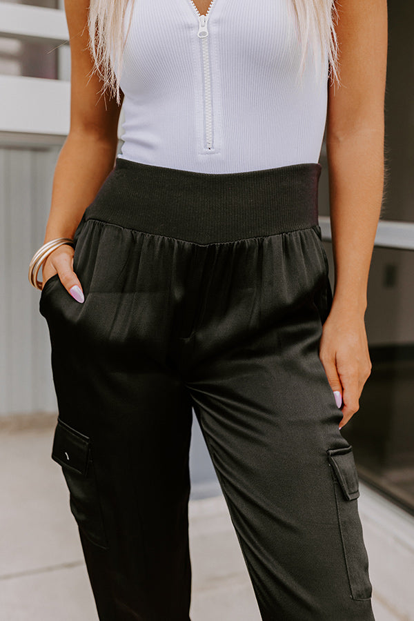 Miles To Go High Waist Satin Joggers